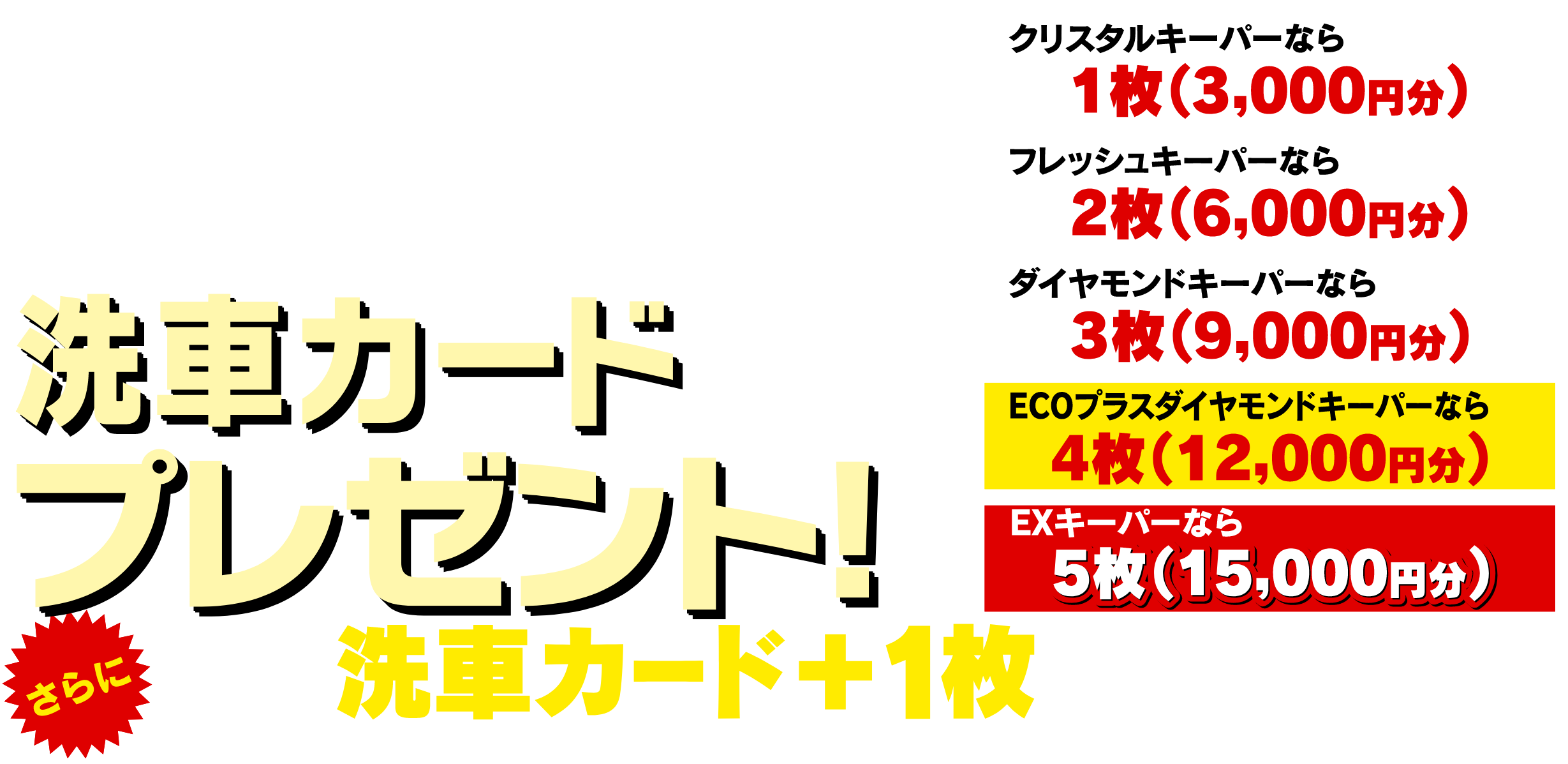 キャンペーン期間中キーパーコーティングをご予約いただいた方洗車カードプレゼント！